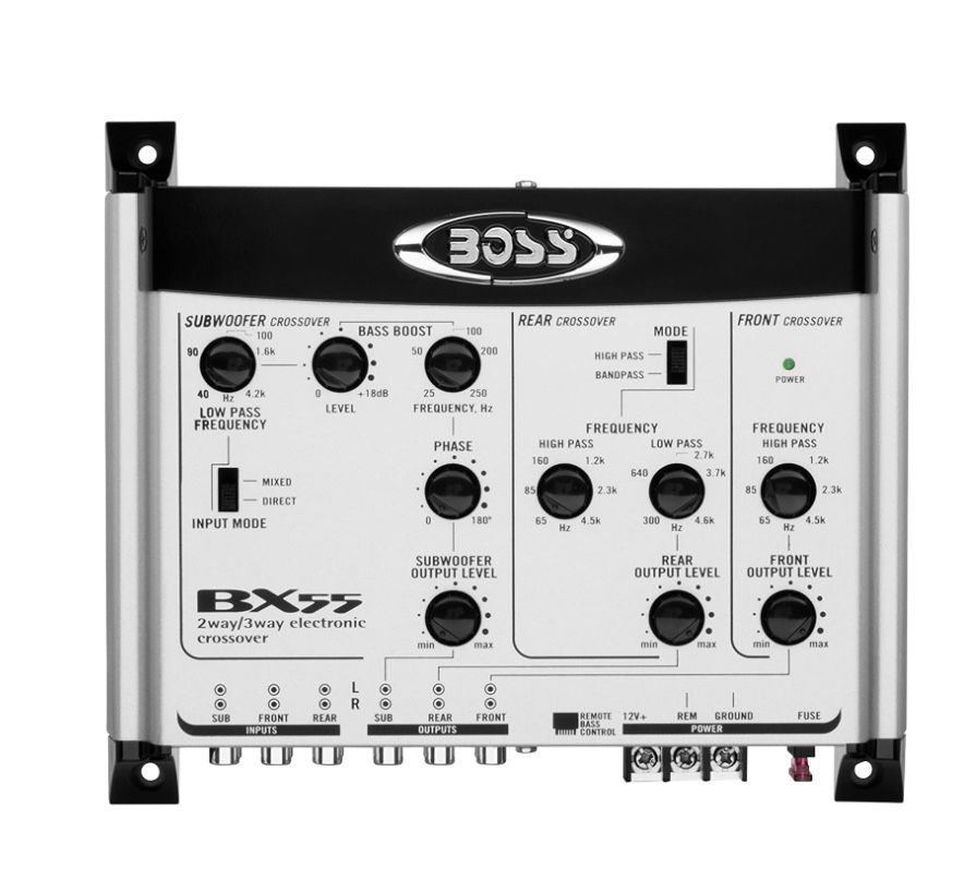 BOSS Audio Systems BX55 2 3 Way Pre-Amp Car Electronic Crossover with Remote Subwoofer Control