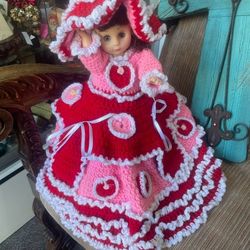 Valentines Crochet Doll Pink 🩷 Hearts 