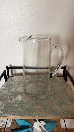 Crate & Barrel Impressions Clear Handblown Dimple Glass Pitcher Applied Handle, $29
