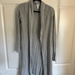 Leith Women's Large Cardigan Long Open Front Long Sleeve Grey Duster