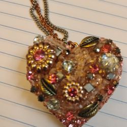 Betsy Johnson Puffed Heart Necklace 32"