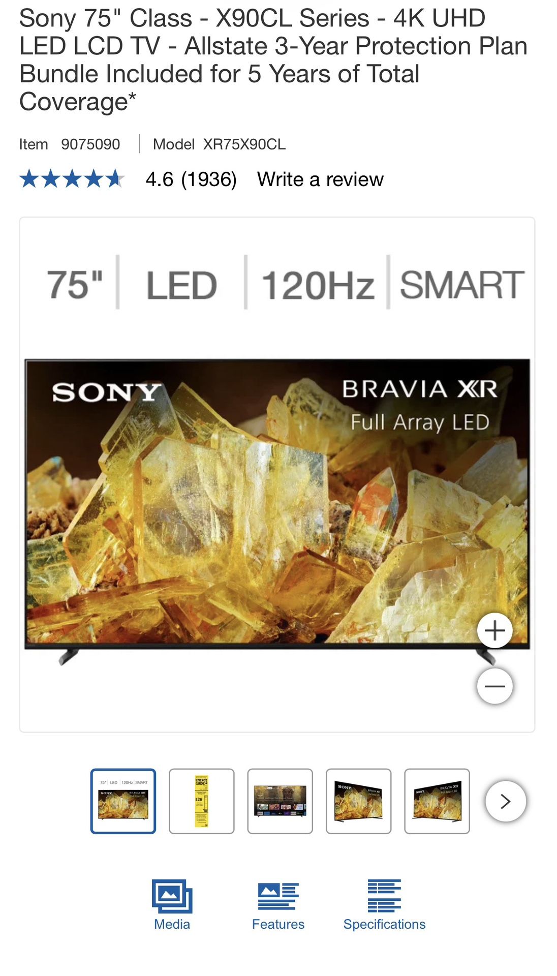 75” Sony Bravia 4ktv