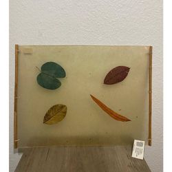 Set of 7 Tablewear Placemats Bamboo and Pressed Leaf Handmade