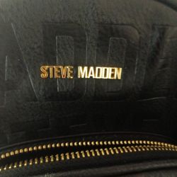 Steve Madden Black Backpack Gold Text 