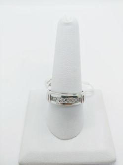 14k Men's White Gold Wedding Band Ring with .30 CTW Diamonds