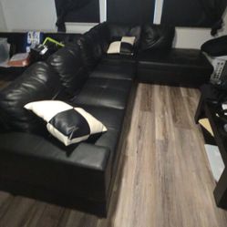 Black LEATHER Couch
