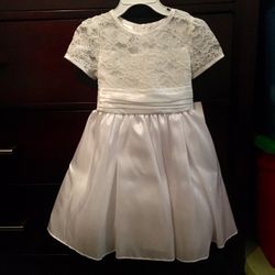 Little girls white baptism princess flower girl dress size 4