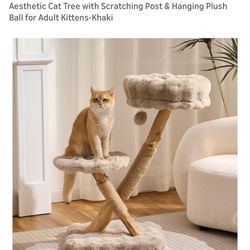 797Audio Natural Real Wood Cat Tree, Modern Solid Wood 