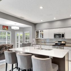 Quartz Countertop Kitchen Island + Double Sink