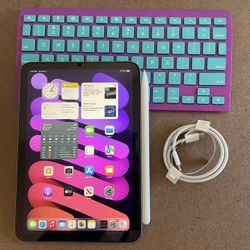  iPad Mini 6th Generation 64Gb pink Zagg Keyboard, Pen, Case, earphone  and Charger 