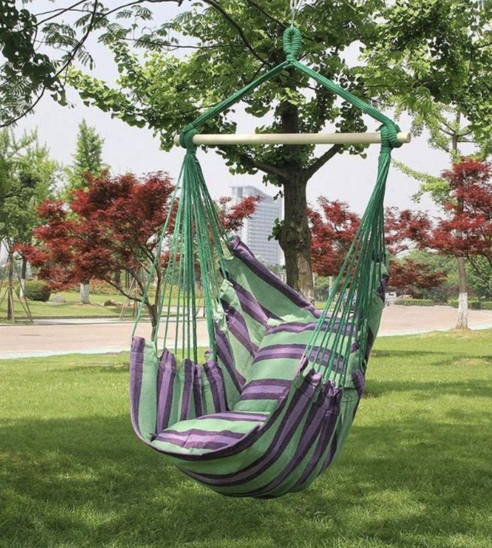 Hammock Chair Hanging Purple & Green