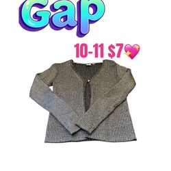 Gap Kids Cardigan Tank Large  10-11 Silver Sparkle Sweater Pre Love Condition 💖