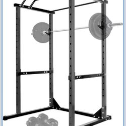 Fitness Power Cage 1200LB Capacity, Power Squat Rack, Multi-Functional Weight Bench, Power Rack with J-Hooks, Power Rack with Attachment for Effective