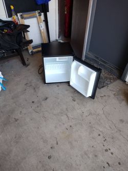Black mini fridge
