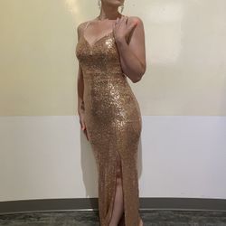 Rose Gold Sequin Prom Dress 