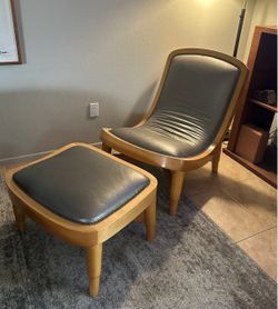 Custom bentwood maple and silver vinyl chair