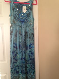 Size large blue unity long dress NWT