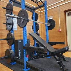 ➕️COMPLETE POWER RACK PACKAGE. RACK, ADJUSTABLE BENCH, ADVANCE OLYMPIC BARBELL, FULL SET OF BUMPER PLATES ( BRAND NEW IN THE BOX  )