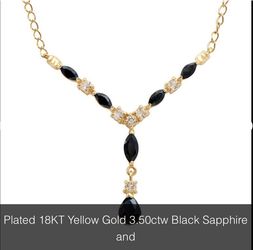 18kt Gold Black Sapphire & White Topaz Necklace 