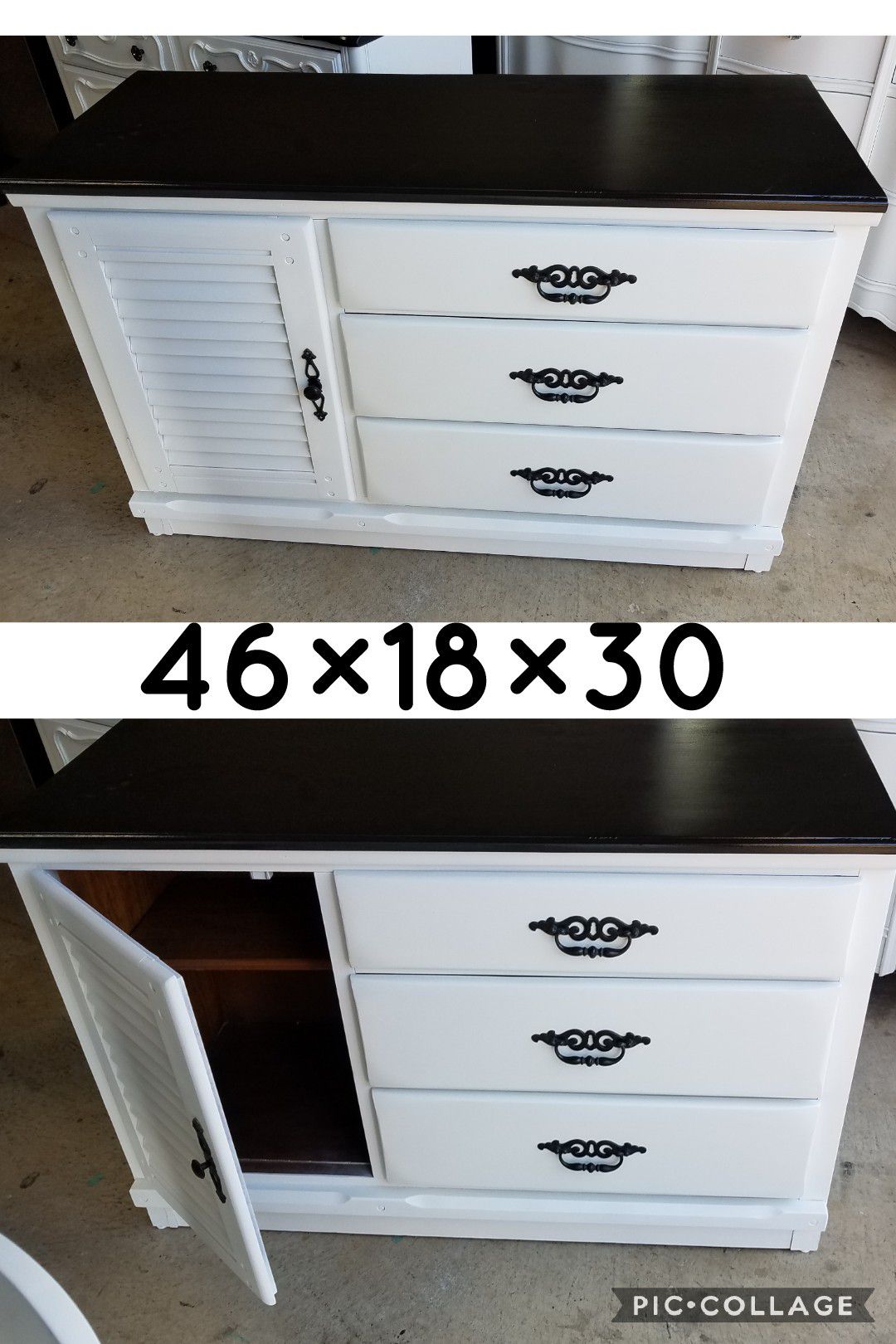 TV table/entryway refinished white and black
