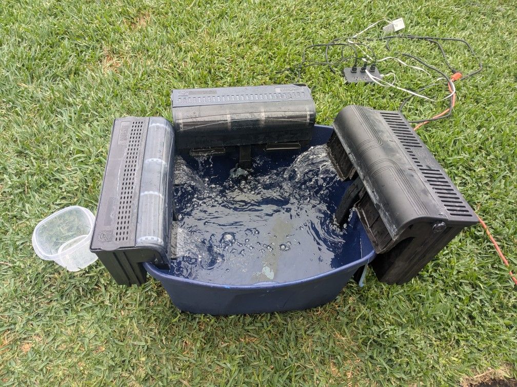 Aquarium Equipment, 3 Filters, Decorative Items, Food , And Black Gravel, Plus Many Extras All Work