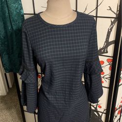 Vintage Blue And Green Plaid Dress 