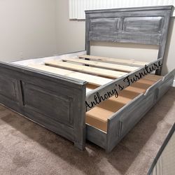 Queen bed and trundle frame