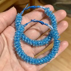 Blue Beads Hoops 