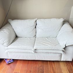 White Leather Loveseat — Super Comfortable — $175 OBO (coffee table also available)