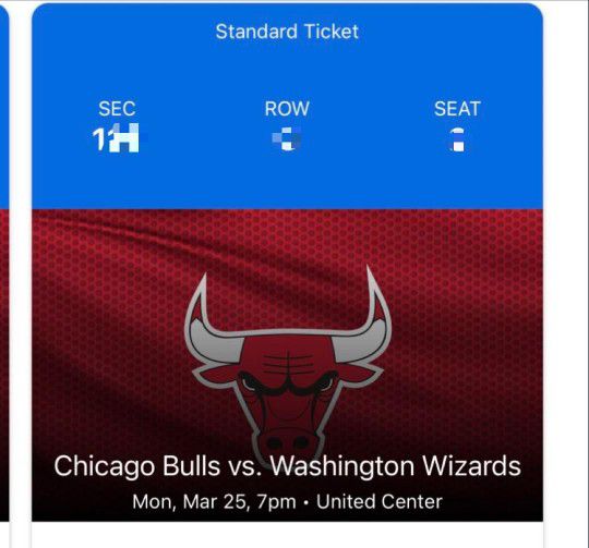 4 Tickets Chicago Bulls vs Washington Wizards Game Available