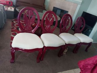 Home improvement 4 red and ivory Dinning chairs