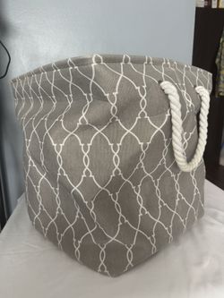 Home Goods gray storage bucket collapse