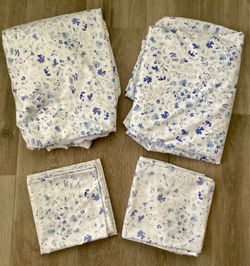 Cuddl Duds Blue Floral King Bed Sheet Set Blue Floral Polyester