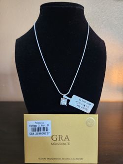 💎 Princess Cut 18in 3ct Moissanite Pendant – GRA Certified