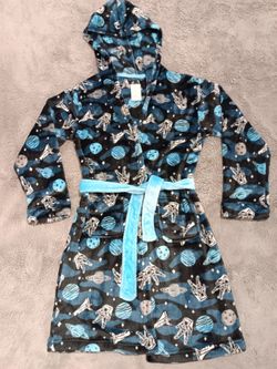 Boy's Space Astronaut Hooded Robe w/ Pockets! Size 12/14