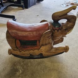 Rare Vintage Hand-Carved Wood Rocking Horse Elephant
Ride-on Thailand 