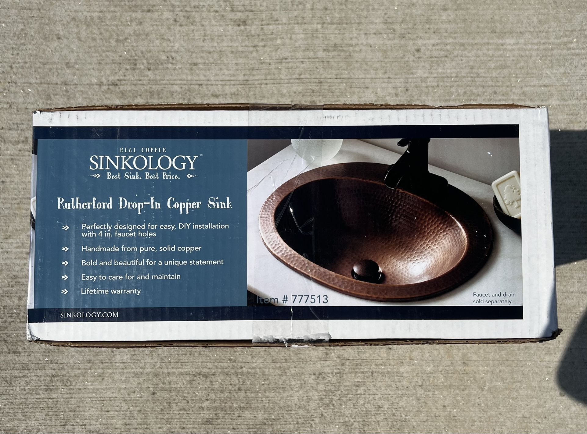 Sinkology Rutherford Copper 17-in Drop-in Antique Copper Bathroom Sink