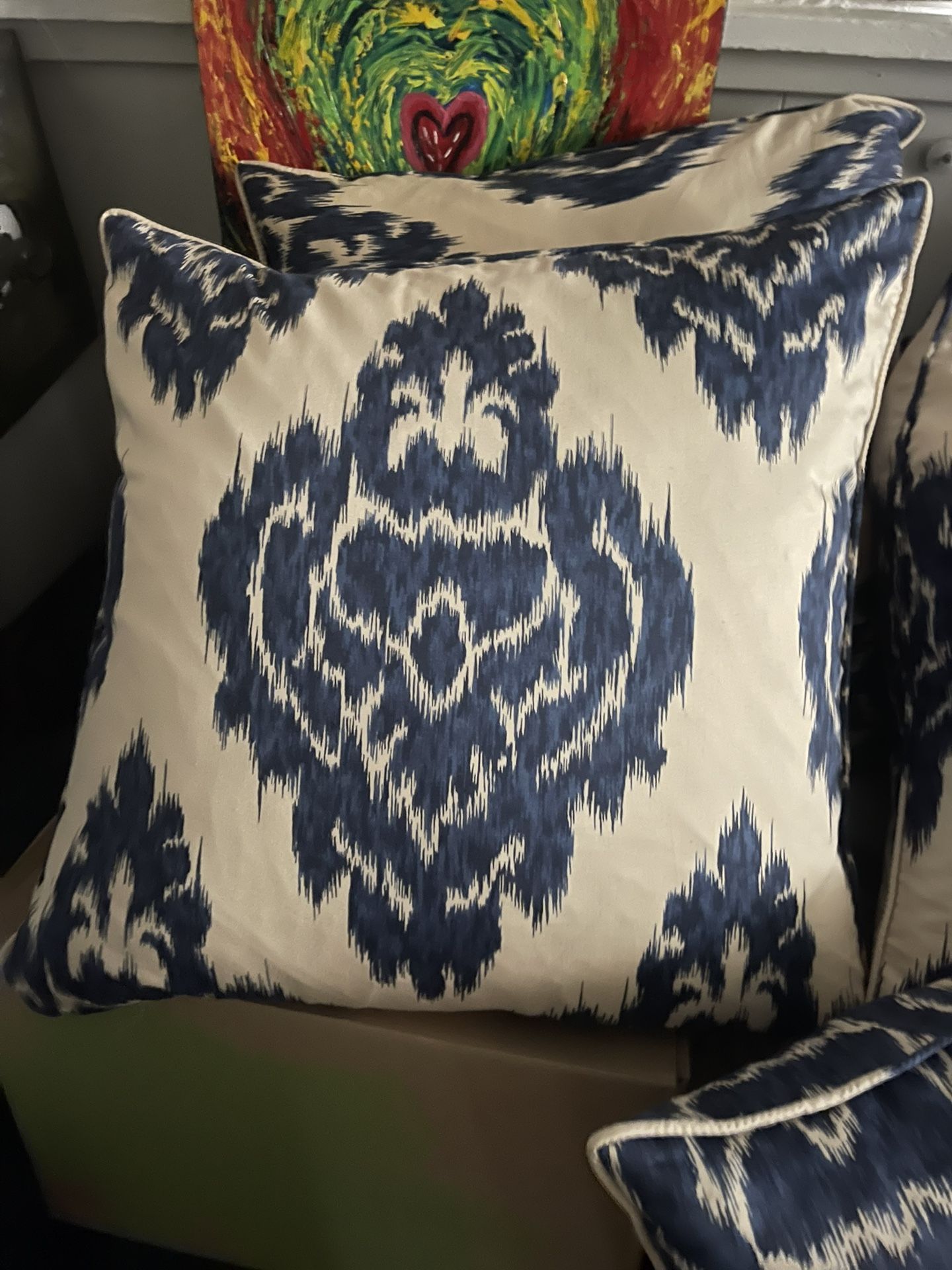 Macys Blue Authentic 100% Leather Couch Only