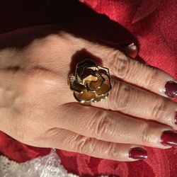 Gold Plated Over Sterling Silver Rose Ring