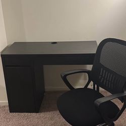Black Desk w/ Storage + Mesh Office Chair Set
