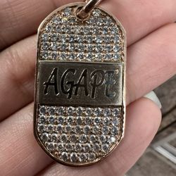 14k Rose Gold Diamond Tag Pendant Natural Diamonds 