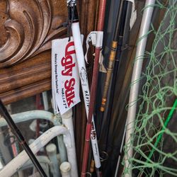 Fishing Rods Two Nets Ugly Stick And Vintage Rods 