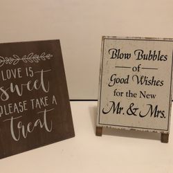 Wedding Treat & Bubble Signs