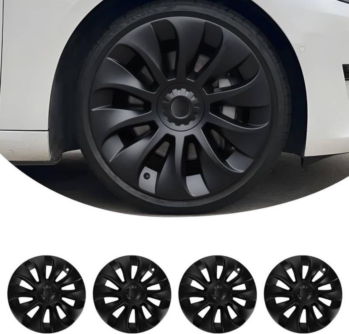 BRAND NEW TESLA Y PERFORMANCE MATTE BLACK WHEEL COVERS