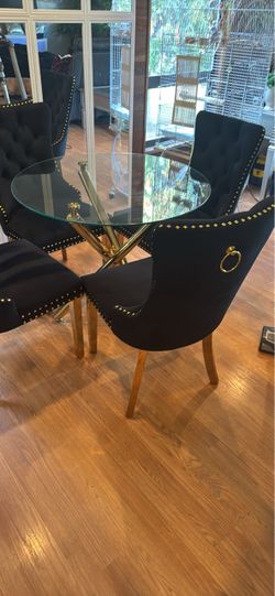 Gold and black dining table