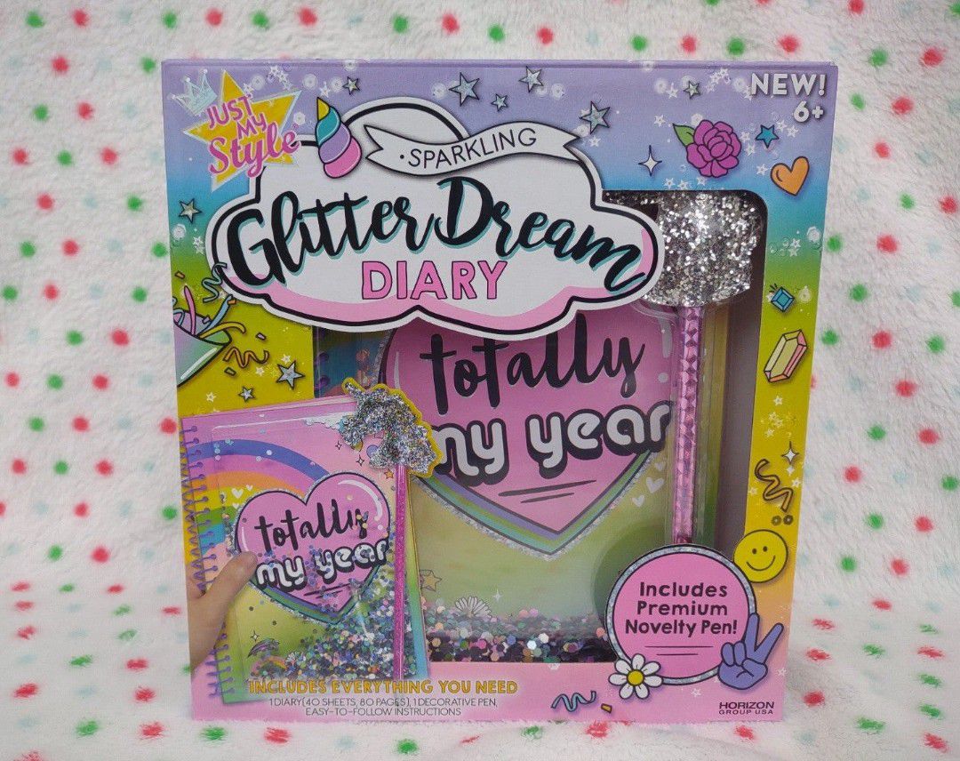Glitter Dream Diary Set Stickers & More Notebook w/ Heart Padlock Unicorn Pen