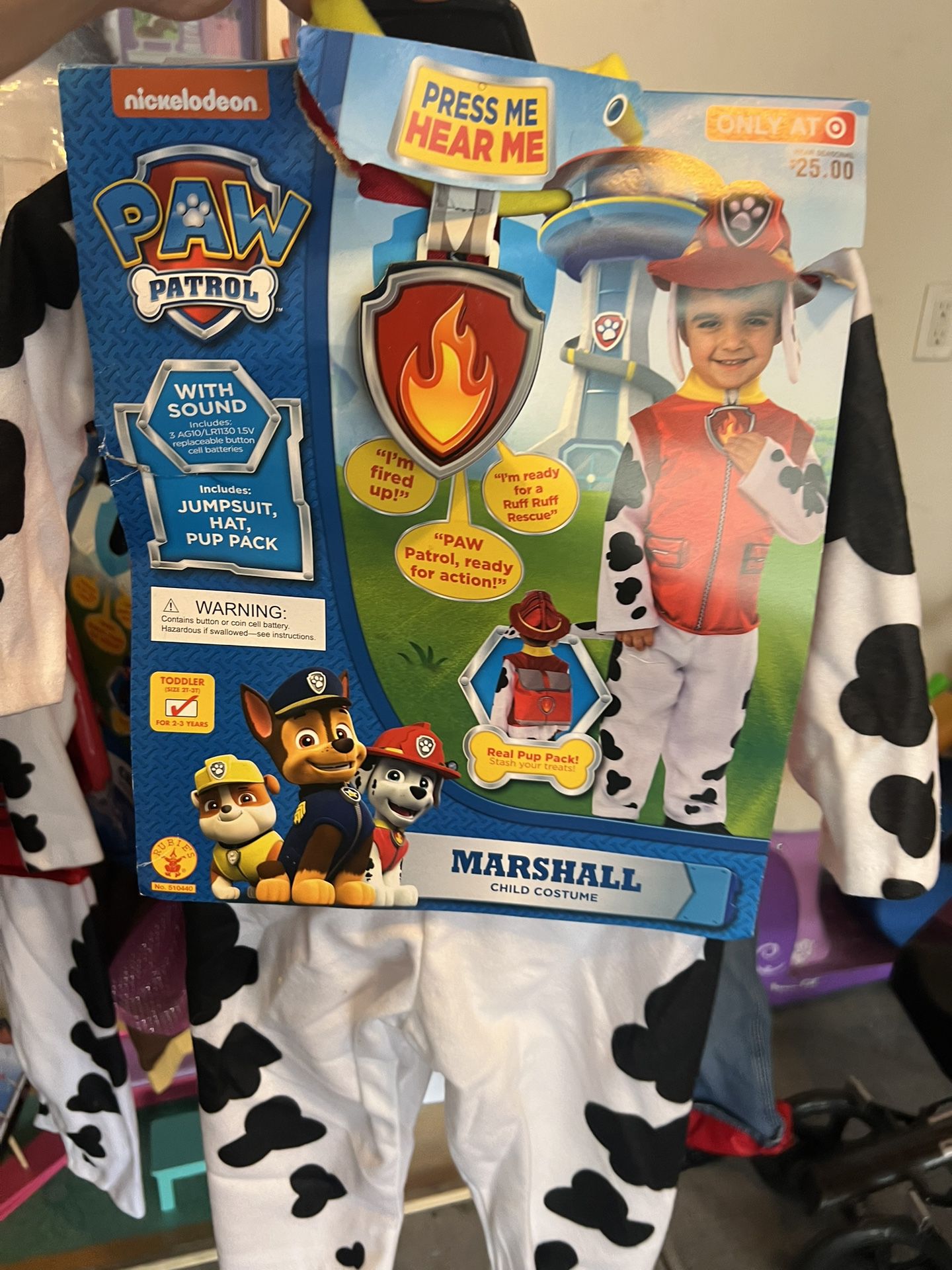Toddler Boys 2T/3T-2/3 PAW Patrol Marshall Costume~Sound~Pup Pack