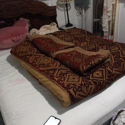 Queen Size Comferter with two Pillow Case  Bronze Berguny and blue