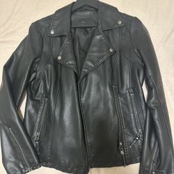 Max Studio, Black Leather Jacket Size M