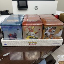 Pokemon Stacking Tins: Fighting-Fire-Darkness Display